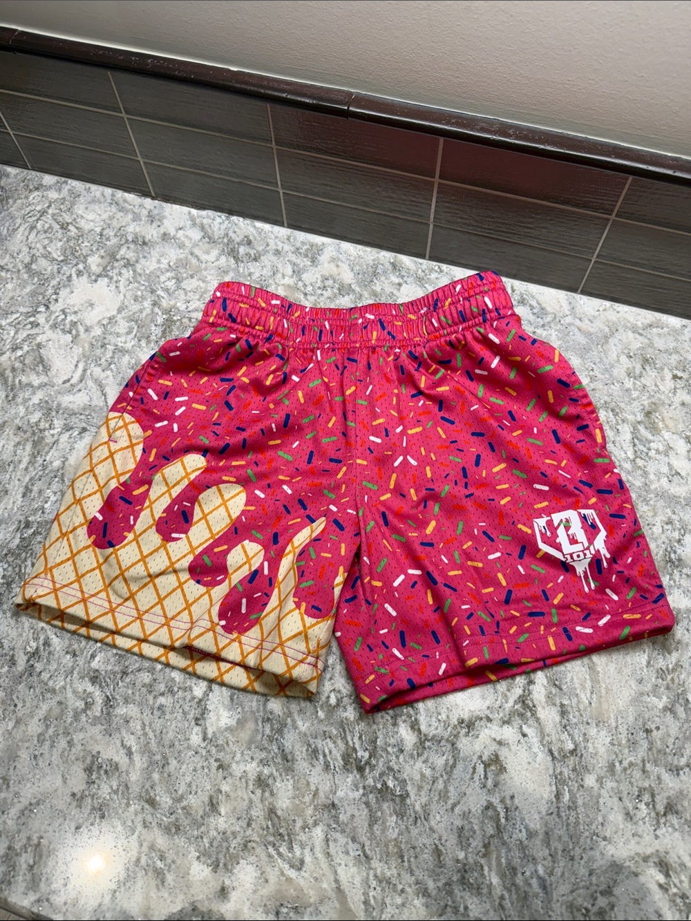 Kids Pink Ice Cream Sprinkles Athletic Shorts